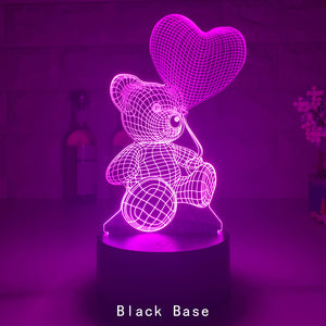 3D LED Lamp – Teddy Night Light 🎁✨❤️🧸💡