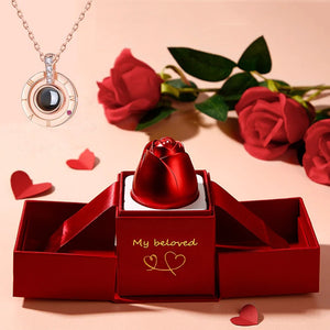 Valentine's Day 🌹 Metal Rose Necklace 💎 Gift Box for Her 💖