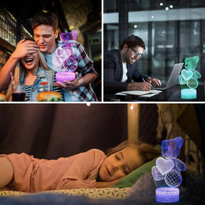 3D LED Lamp – Teddy Night Light 🎁✨❤️🧸💡