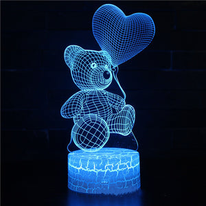 3D LED Lamp – Teddy Night Light 🎁✨❤️🧸💡