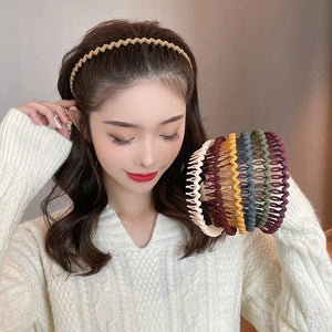 Fashion Elegant Wave Hairbands For Women Trendy Toothed Non-slip Hair Combs Hair Accessories Girl Face Wash Sports Headbands