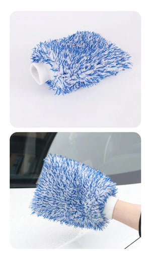 Double-sided thickened plush car cleaning gloves microfibre absorbent cleaning coral fleece car wash gloves