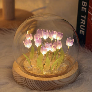 10/20Pcs Tulip Night Light Battery Operated Tulip Flower Table Lamp DIY Simulation Tulip LED Nightlight Handmade Bedside Light