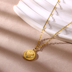 Stainless Steel Glossy Heart Pendnat Necklace For Women Gold Color Hollow Pendant Necklace Wedding Christmas Jewelry Gift mujer