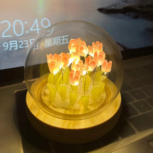 10/20Pcs Tulip Night Light Battery Operated Tulip Flower Table Lamp DIY Simulation Tulip LED Nightlight Handmade Bedside Light