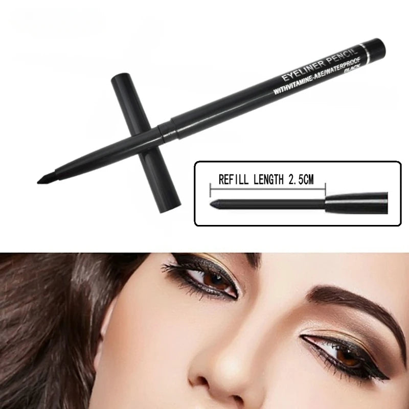 1pcs Women's Makeup Rotary Retractable Eyeliner Pencil Waterproof Eye Liner Pen Black And Brown Eyebrow Pencil Beauty Tools