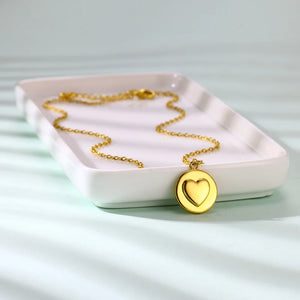 Stainless Steel Glossy Heart Pendnat Necklace For Women Gold Color Hollow Pendant Necklace Wedding Christmas Jewelry Gift mujer