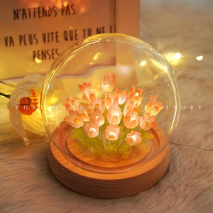 10/20Pcs Tulip Night Light Battery Operated Tulip Flower Table Lamp DIY Simulation Tulip LED Nightlight Handmade Bedside Light