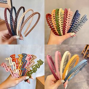 Fashion Elegant Wave Hairbands For Women Trendy Toothed Non-slip Hair Combs Hair Accessories Girl Face Wash Sports Headbands