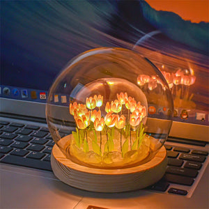 10/20Pcs Tulip Night Light Battery Operated Tulip Flower Table Lamp DIY Simulation Tulip LED Nightlight Handmade Bedside Light