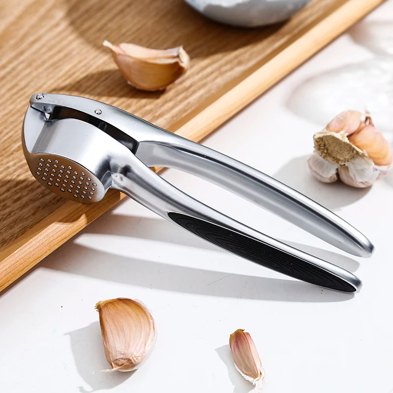 Professional Garlic Press, Soft-Handled Zinc Alloy Garlic Mincer Crusher - Kitchen Tools