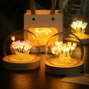 10/20Pcs Tulip Night Light Battery Operated Tulip Flower Table Lamp DIY Simulation Tulip LED Nightlight Handmade Bedside Light