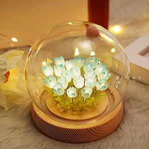 10/20Pcs Tulip Night Light Battery Operated Tulip Flower Table Lamp DIY Simulation Tulip LED Nightlight Handmade Bedside Light