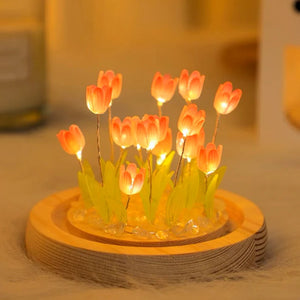 10/20Pcs Tulip Night Light Battery Operated Tulip Flower Table Lamp DIY Simulation Tulip LED Nightlight Handmade Bedside Light