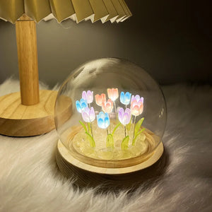 10/20Pcs Tulip Night Light Battery Operated Tulip Flower Table Lamp DIY Simulation Tulip LED Nightlight Handmade Bedside Light