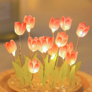 10/20Pcs Tulip Night Light Battery Operated Tulip Flower Table Lamp DIY Simulation Tulip LED Nightlight Handmade Bedside Light