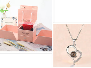 Valentine's Day 🌹 Metal Rose Necklace 💎 Gift Box for Her 💖